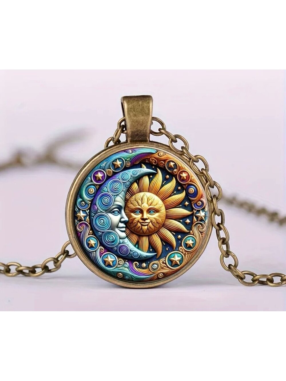 New - Suteyi - Vintage Style Sun & Moon Pendant Necklace
